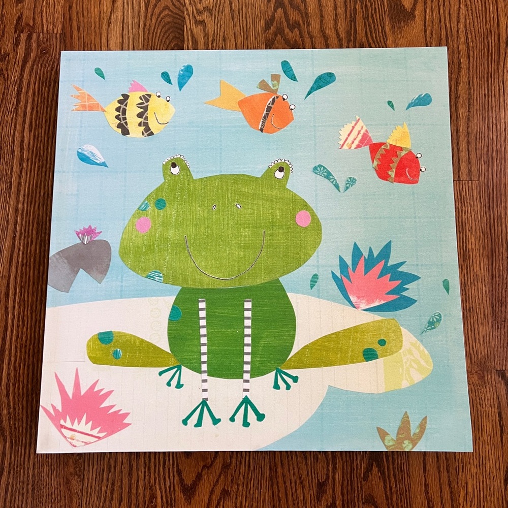 Colorful Frog and Fish Canvas Art